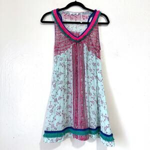 Poupette St Barth Floral Tassel Trim Cotton Mini Dress Cover Up Size 1 XS/S
